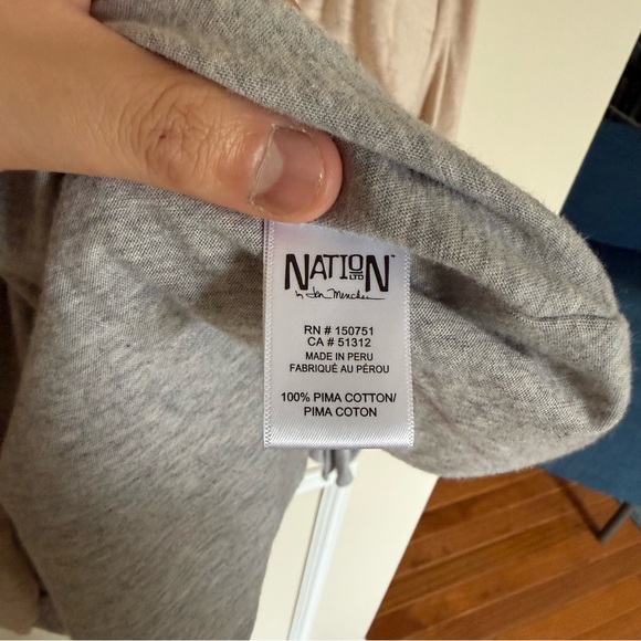 NationLTD Lag & Look Pima Cotton Gray & Beige Two-Tone Layered Long Sleeve Boho - Picture 5 of 7